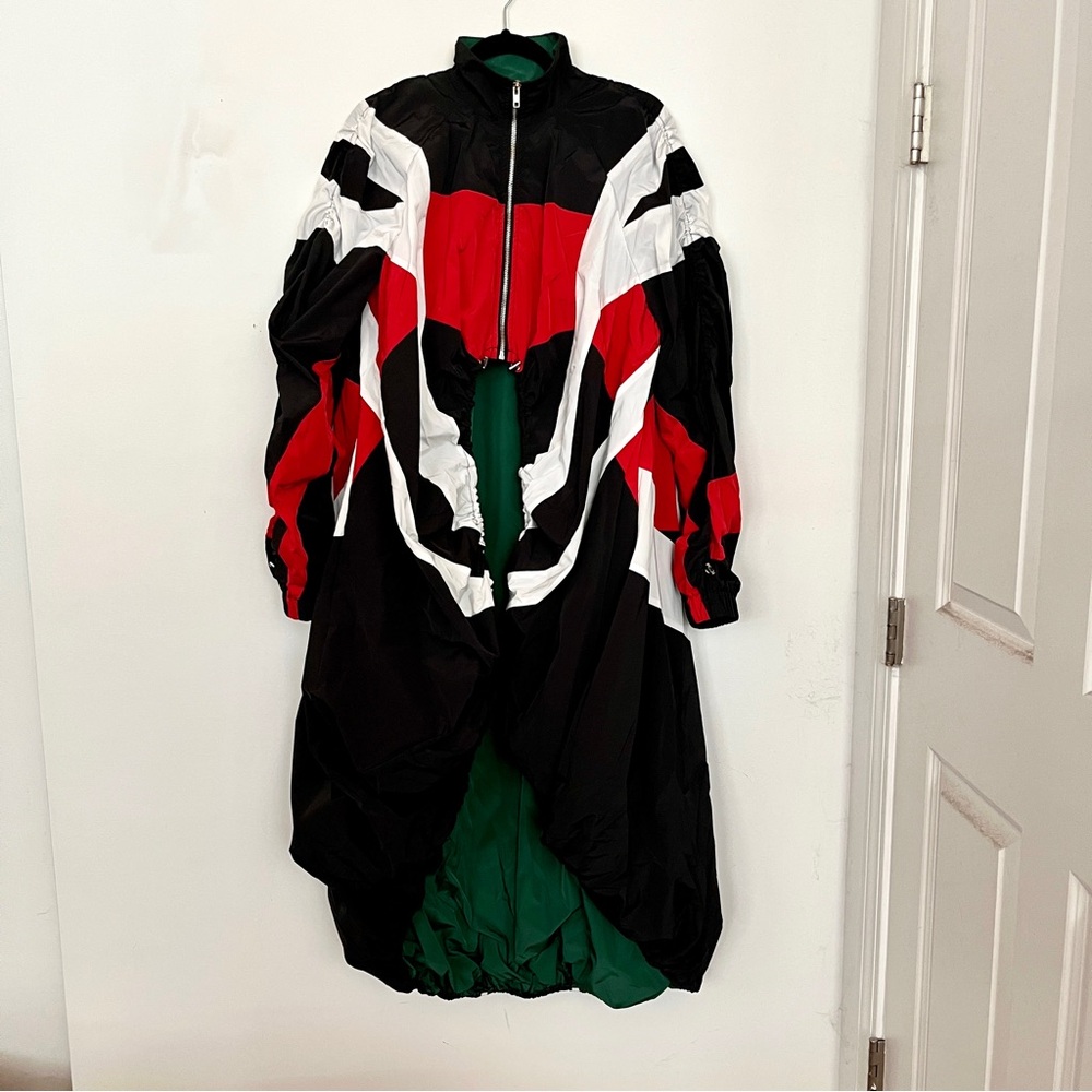 AKIRA Colorblock Red, White, Black DRAMA long Windbreaker M but very large!